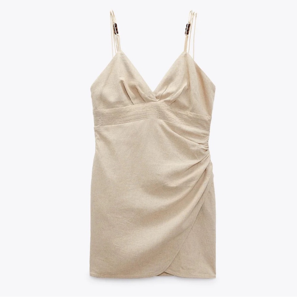 Zara Linen Blend Strappy Mini Dress